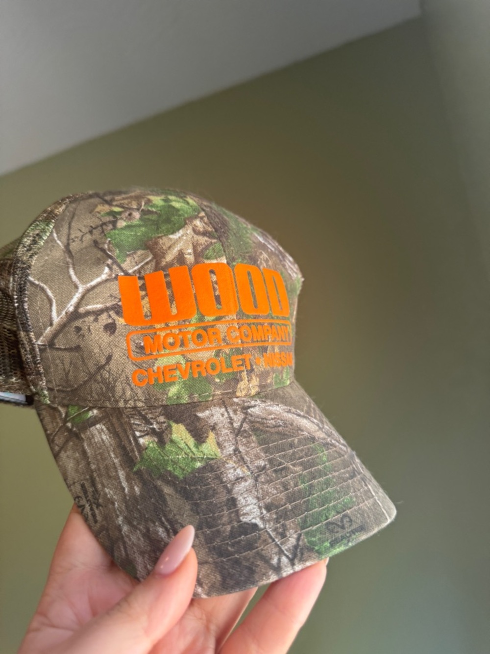 Realtree Camo Hat with Bright Orange Logo